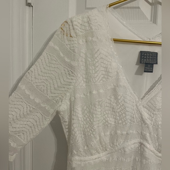 Rabbit rabbit rabbit white lace size 12 dress midi length - Picture 7 of 7